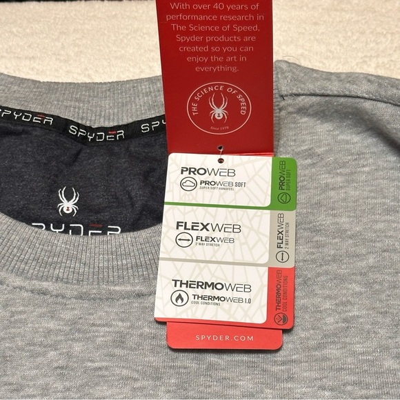 Spyder Men’s Light Grey Fleece Crew Neck Sweatshirt Size XLarge NWT - Picture 7 of 12